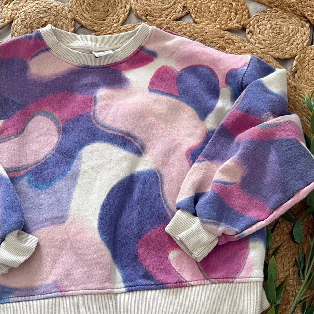 Zara Crew Boxy Abstract Printed Multicolor Sweatshirt. SIze 11-12 NWOT